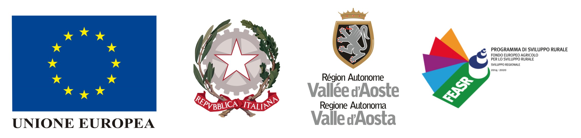Loghi Programma di sviluppo rurale 2014/22 (Unione Europea - Repubblica Italiana - Regione Autonoma Valle d'Aosta - FEASR) 